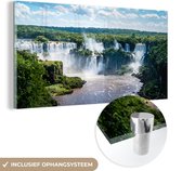 MuchoWow® Glasschilderij 160x80 cm - Schilderij acrylglas - Waterval - Brazilië - Bos - Foto op glas - Schilderijen