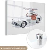 MuchoWow® Glasschilderij - Illustratie Mercedes sportwagen - 60x40 cm - Acrylglas Schilderijen - Foto op Glas