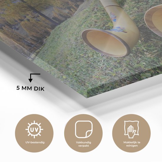 MuchoWow® Peinture sur verre 150x100 cm - Peinture sur verre acrylique - Alpes - Homme - Cor des Alpes - Photo sur verre - Peintures