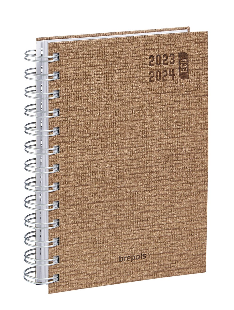 Brepols Schoolagenda 2023-2024 - ECO DECO - Eco - Dagoverzicht - Bruin - 11.5 x 16.9 cm