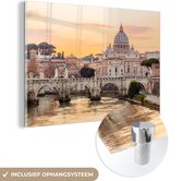 MuchoWow® Glasschilderij 120x80 cm - Schilderij acrylglas - Italië - Skyline - Rome - Foto op glas - Schilderijen