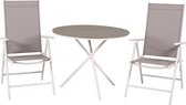 Parma tuinmeubelset tafel Ø90cm en 2 stoel Break wit, grijs, crèmekleur.