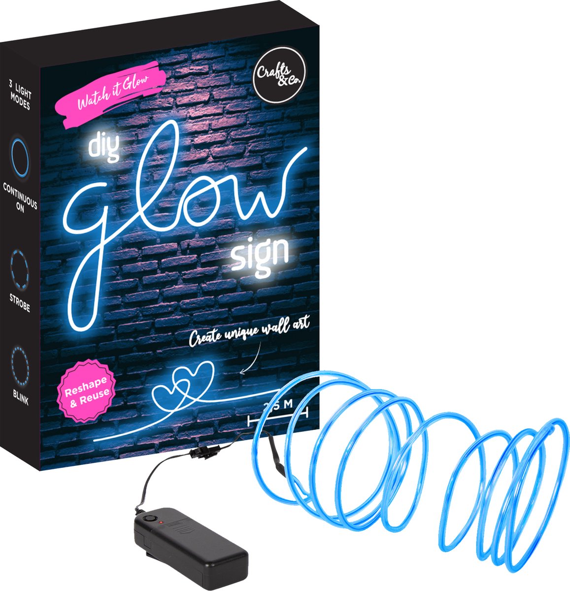 Crafts&Co DIY LED Neon Sign Kit - 250 cm - Blauw