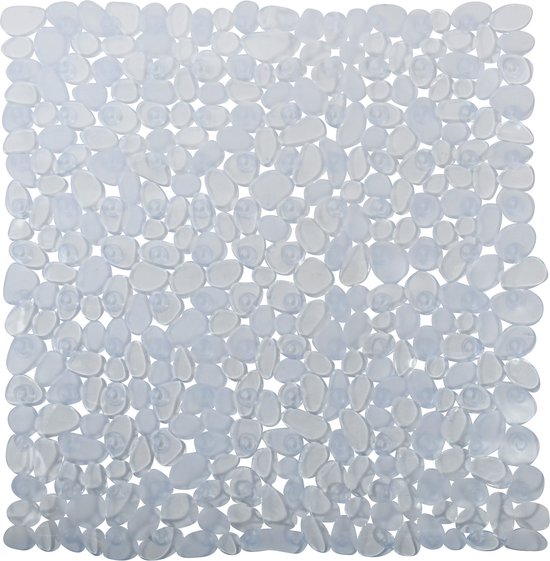 MSV Tapis antidérapant Douche/baignoire - salle de bain - PVC - transparent - 53 x 53 cm - ventouses - motif pierres