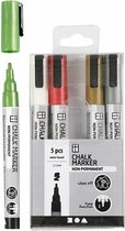 Krijtstiften Set - Chalk markers - Metallic Kleuren - Lijndikte: 1,2-3 mm - Creotime - 2 x 5 stuks