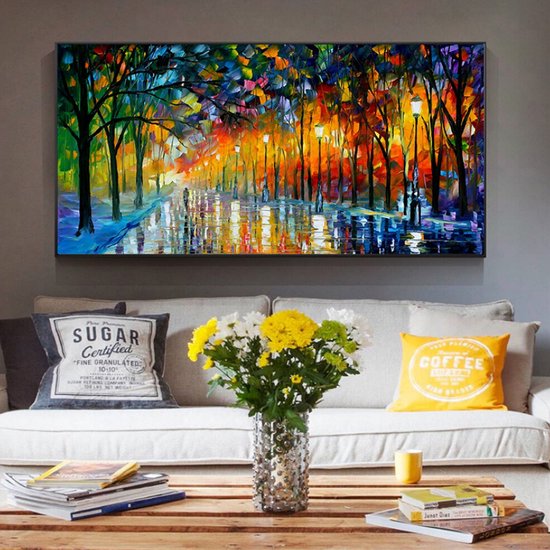 Allernieuwste.nl® Canvas Schilderij Abstract Landschap - Kunst - Abstract Modern Grafitti - Poster - 60 x 120 cm - Kleur