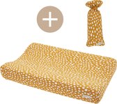 Meyco Bébé Cheetah housse de matelas à langer + sac bouillotte - pack de 2 - miel doré - 50x70cm