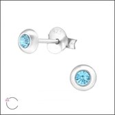Aramat jewels ® - Oorstekers sterling zilver 5mm swarovski elements kristal blauw