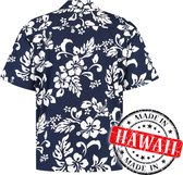 Hawaii Blouse Mannen - Shirt - Hemd - 100% Katoen - Overhemd Heren Korte Mouw - Made in Hawaii "Hawaii Bloemen Blauw" Maat XL