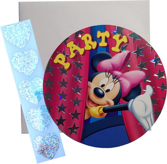 zo hemel Diversiteit Disney - Minnie Mouse - uitnodigingen - kinderfeestje - rond - roze -  holografische... | bol.com