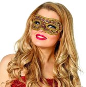 Masker ogen multi pailletten goud/rood/zilver