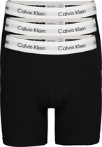 Calvin Klein Cotton Stretch boxer brief (3-pack) - heren boxers extra lang - zwart met witte tailleband - Maat: S