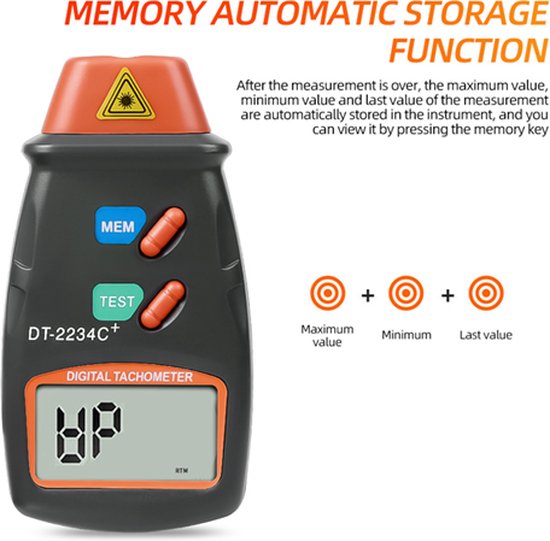 Foto: Digitale toerenteller met laser tachometer