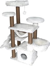 Topmast Krabpaal Fluffy Paris - Wit - 164 x 65 x 144 cm - Krabpaal voor Grote Katten en Zware Katten - Met Kattenhuis en Hangmat - Stevig Sisal Touw