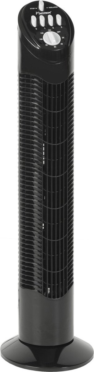 Bestron Torenventilator, Ventilator met 3 snelheidsstanden & 75° graden draaifunctie, incl. Timer, hoogte: 78 cm, 35W, AFT760Z, kleur: zwart - Bestron