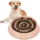 Relaxdays anti schrokbak hond - 400 ml - voerbak tegen schrokken - hondenvoerbak labrador - roze