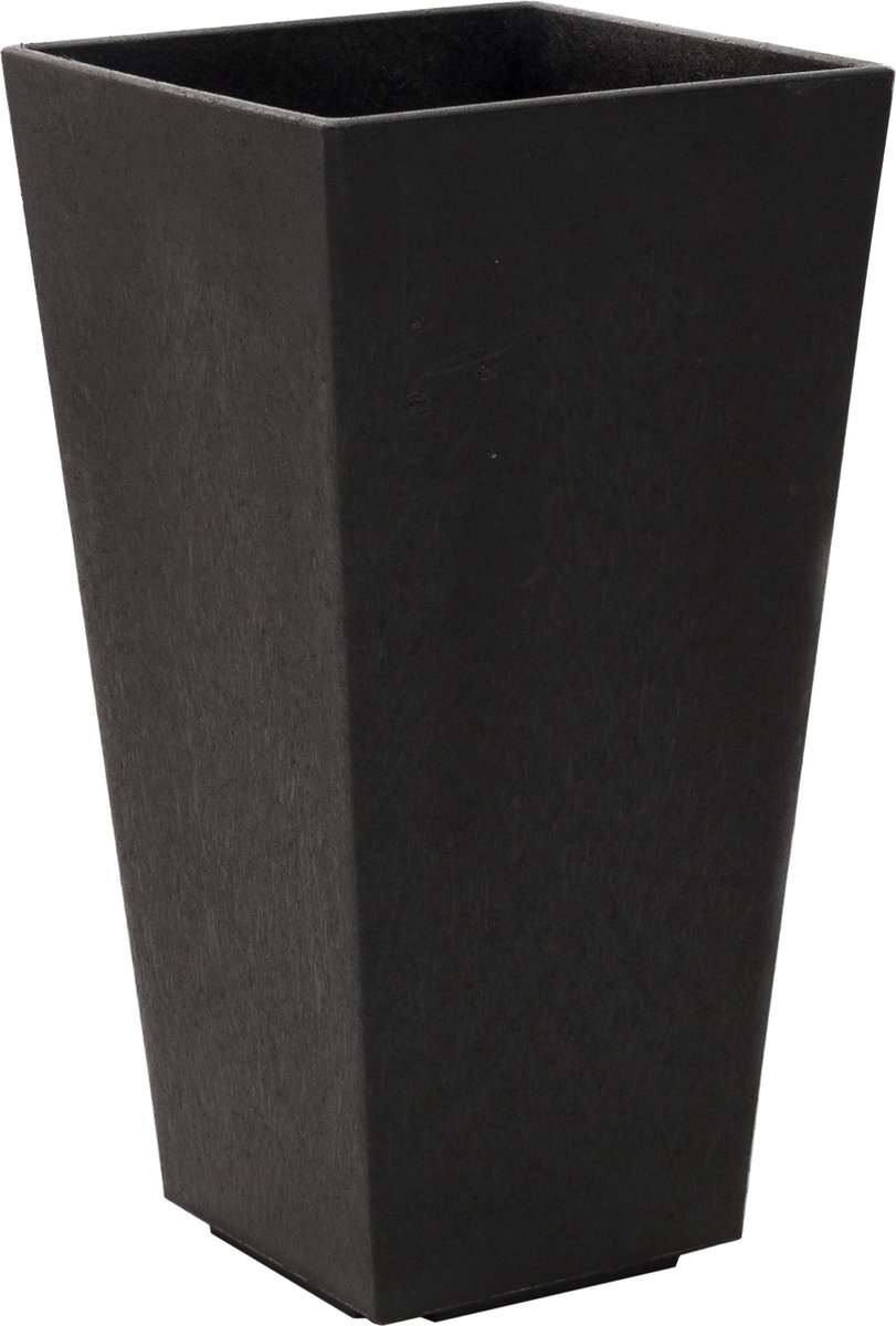 TierraVerde Kunststof Bloempot Vierkant – 26x26x50 cm (LxBxH) – Ø 26 cm - Voor binnen en buiten – Zwart – Eco-Friendly en Duurzame Bloembak/Plantenpot - 100% Gerecycleerd Rubber