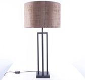 Tafellamp vierkant met velours kap Roma | 1 lichts | bruin / zwart | metaal / stof | Ø 40 cm | 79 cm hoog | tafellamp | modern / sfeervol / klassiek design