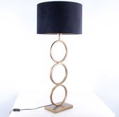 Lampe à poser capri 2 anneaux | 1 lumière | noir / marron / or | métal / tissu | Ø 40 cm | 94 cm de haut | lampe de table | design moderne / attrayant / classique