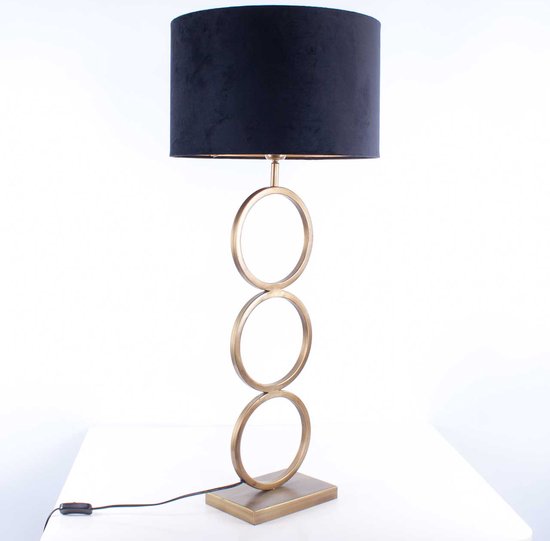 Lampe à poser capri 2 anneaux | 1 lumière | noir / marron / or | métal /  tissu | Ø 40... | bol