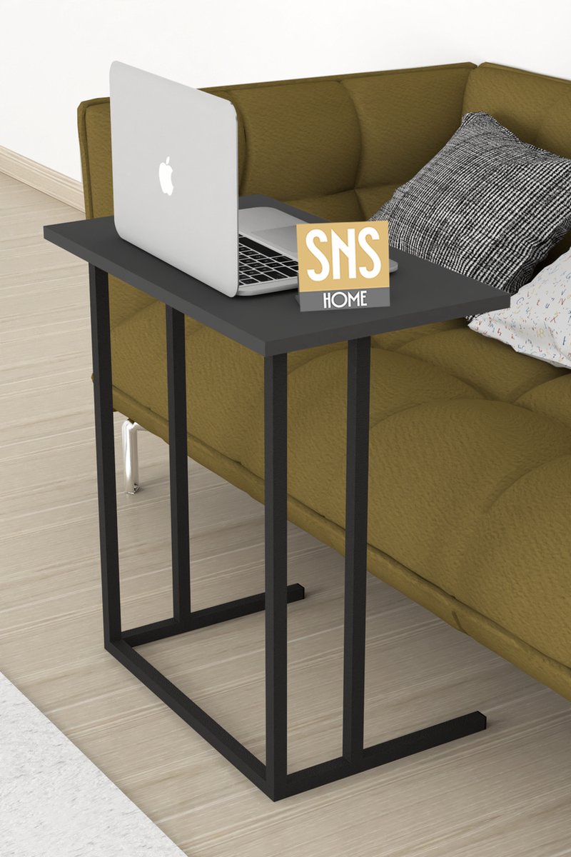 SNS Home - Metalen Poot - Laptopstandaard - Ontbijttafel - Bureau - Computerbureau - 60 cm Breed - Antraciet