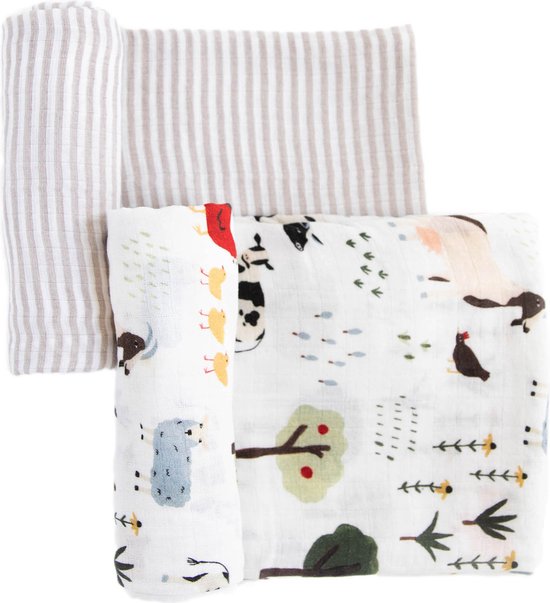 Organische Swaddle 2Pack Family Farm Set Wikkeldeken Inbakerdoek bol