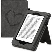 kwmobile flip cover geschikt voor Amazon Kindle Paperwhite - Case met magnetische sluiting - Hoes voor e-reader in donkerbruin - Brushed Hart design