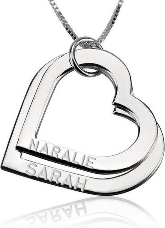 2 namen - Naamketting hart gegraveerd sterling zilver 925 | bol.com