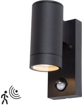 Buitenlamp met bewegingssensor - Wandlamp buiten - Havana - Zwart - IP44 - Geschikt voor GU10 spot - Ø 65 mm
