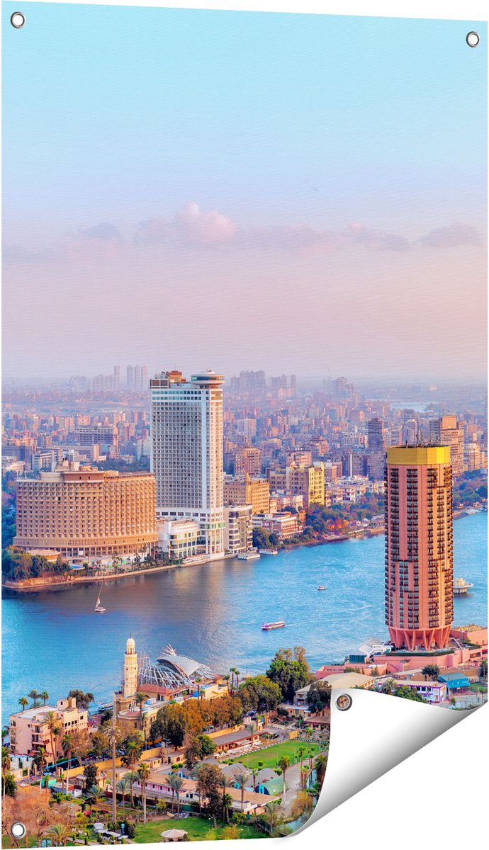 Gards Tuinposter De Nijl Rivier in Cairo, Egypte - 60x90 cm - Tuindoek - Tuindecoratie - Wanddecoratie buiten - Tuinschilderij Multikleur
