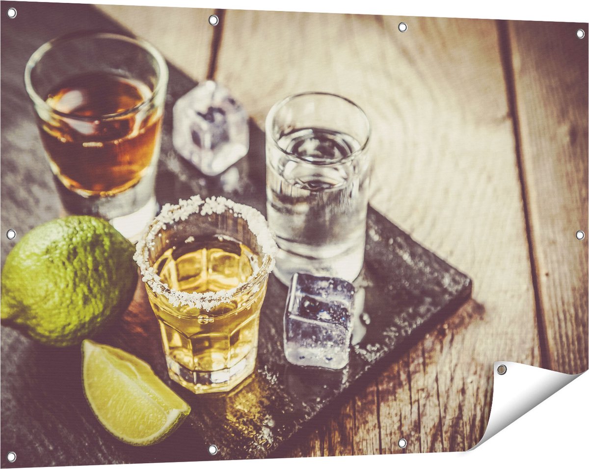 Gards Tuinposter Alcoholische Drankjes - Drank - 120x80 cm - Tuindoek - Tuindecoratie - Wanddecoratie buiten - Tuinschilderij Multikleur