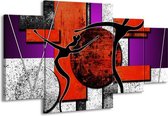 GroepArt - Schilderij -  Abstract - Rood, Zwart, Paars - 160x90cm 4Luik - Schilderij Op Canvas - Foto Op Canvas