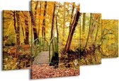 GroepArt - Schilderij -  Natuur - Geel, Bruin, Groen - 160x90cm 4Luik - Schilderij Op Canvas - Foto Op Canvas