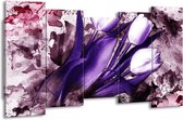 GroepArt - Canvas Schilderij - Tulpen - Paars, Wit, Roze - 150x80cm 5Luik- Groot Collectie Schilderijen Op Canvas En Wanddecoraties