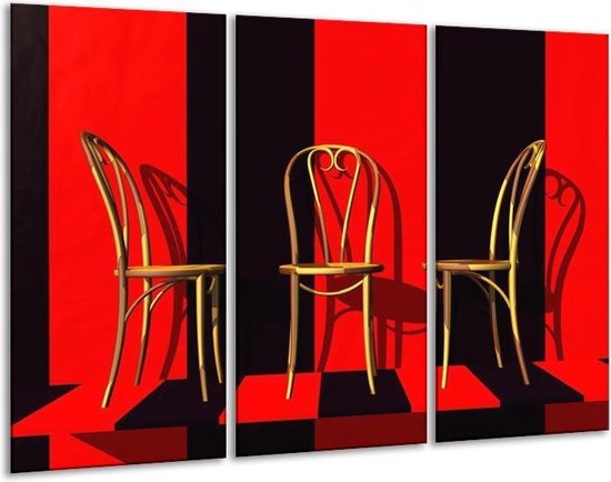 Chaises de peinture sur verre | Rouge, noir, jaune | 120x80cm 3 Liège | Tirage photo sur verre |  F004086