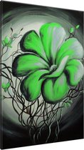 Schilderij - Modern - Groen , Grijs - 70x120cm 1Luik - GroepArt - Handgeschilderd Schilderij - Canvas Schilderij - Wanddecoratie - Woonkamer - Slaapkamer - Geschilderd Door Onze Kunstenaars 2000+Collectie Maatwerk Mogelijk