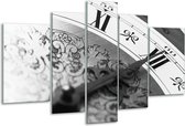 Glasschilderij Klok, Keuken - Grijs, Zwart - 170x100cm 5Luik - Foto Op Glas - Geen Acrylglas Schilderij - 6000+ Glasschilderijen Collectie - Wanddecoratie