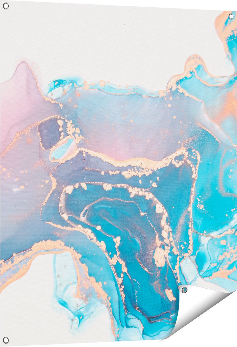 Gards Tuinposter Abstracte Kunst van Marmer - 80x100 cm - Tuindoek - Tuindecoratie - Wanddecoratie buiten - Tuinschilderij Multikleur