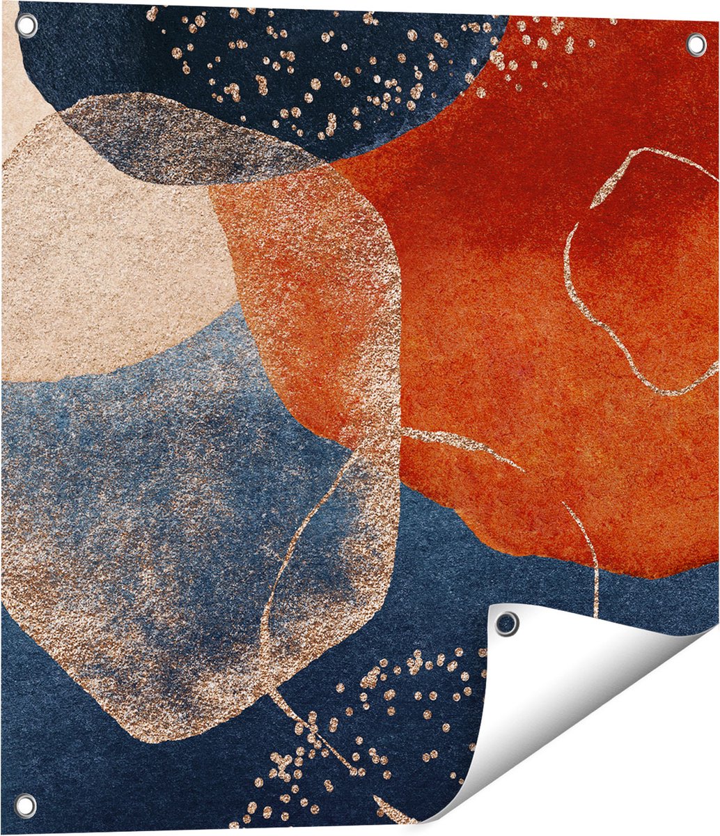 Gards Tuinposter Abstracte Kunst van Cirkels - 60x60 cm - Tuindoek - Tuindecoratie - Wanddecoratie buiten - Tuinschilderij Multikleur