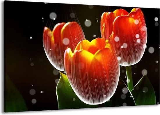 Peinture sur toile Tulipe | Rouge, jaune, noir | 140x90cm 1 Liège