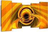 GroepArt - Canvas Schilderij - Abstract - Geel, Goud, Zwart - 150x80cm 5Luik- Groot Collectie Schilderijen Op Canvas En Wanddecoraties
