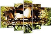 Glasschilderij Sydney - Groen, Bruin, Zwart - 170x100cm 5Luik - Foto Op Glas - Geen Acrylglas Schilderij - 6000+ Glasschilderijen Collectie - Wanddecoratie
