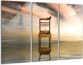 GroepArt - Schilderij -  Modern - Bruin, Grijs - 120x80cm 3Luik - 6000+ Schilderijen 0p Canvas Art Collectie