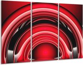 GroepArt - Schilderij -  Abstract - Rood, Zwart, Wit - 120x80cm 3Luik - 6000+ Schilderijen 0p Canvas Art Collectie