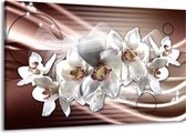 Peinture | Peinture sur toile Orchidée, Fleurs | Gris, marron | 140x90cm 1 Liège | Tirage photo sur toile