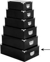5Five Opbergdoos/box - 3x - zwart - L48 x B33.5 x H16 cm - Stevig karton - Blackbox