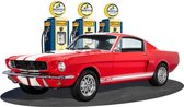 Wandbord Exclusief - Muscle Car At Fuel Station American Style 3D Shaped - voor garage man cave of als kado