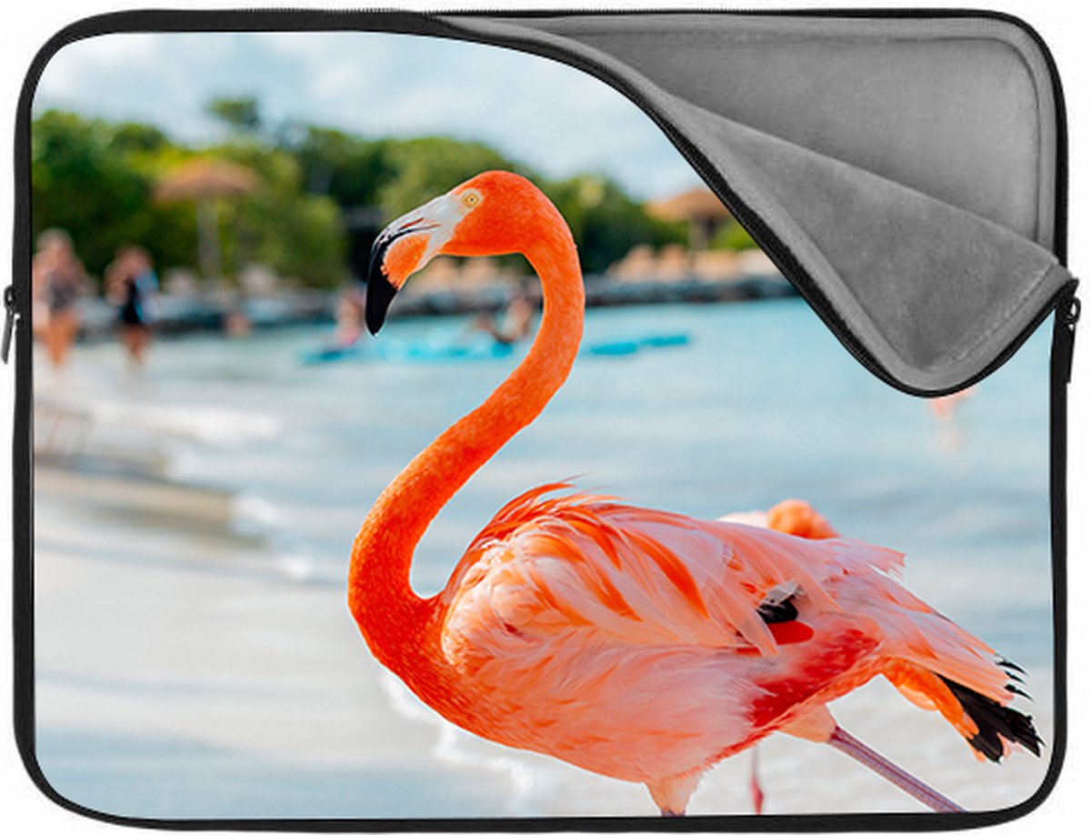 Laptophoes 17 inch | Flamingo | Zachte binnenkant | Luxe Laptophoes | Kwaliteit Laptophoes met foto