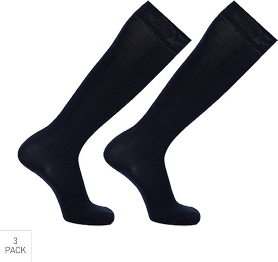Chaussettes hautes en Bamboe 3-Pack - Marine - taille 43-45 - Chaussettes hautes en Bamboe doux pour pieds frais et secs - Femmes / Hommes
