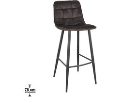 LABEL51 Jelt Barkruk - Grijs - Velvet - Hoog - Kruk -